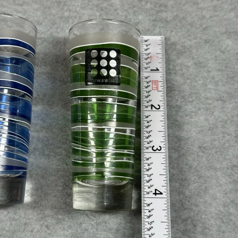 Cerve‎ Italy & Circleware Retro Stripe Glasses Set of 4 Multicolor 5.5